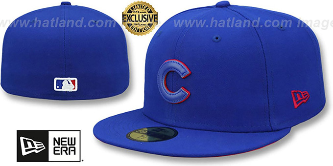 Cubs 'LEATHER POP' Royal Fitted Hat by New Era