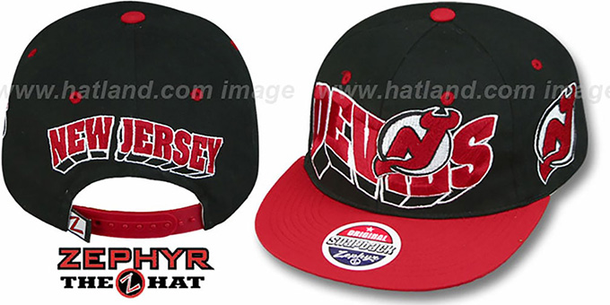 Devils '2T FLASHBACK SNAPBACK' Black-Red Hat by Zephyr