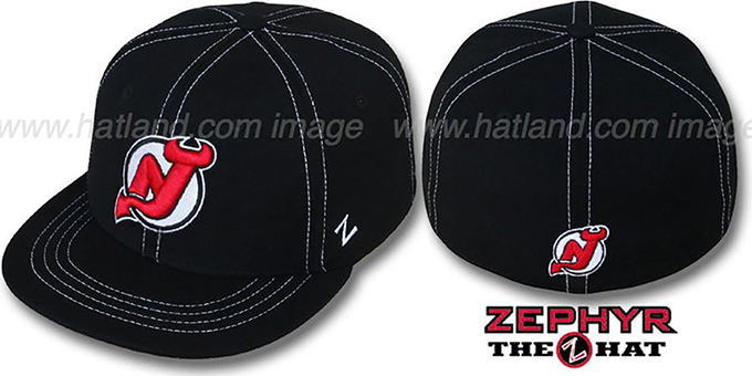 Devils 'CONTRAST THREAT' Black Fitted Hat by Zephyr
