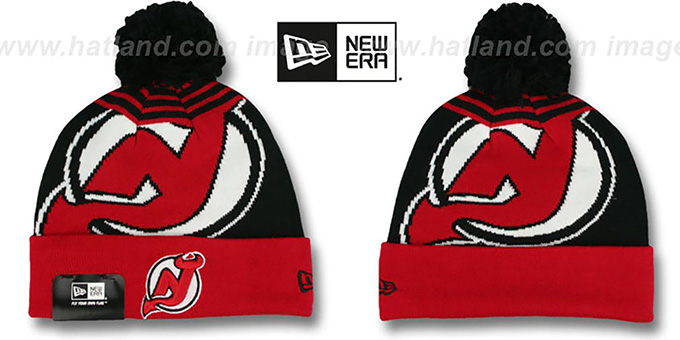 Devils 'LOGO WHIZ' Black-Red Knit Beanie Hat by New Era
