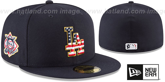 Dodgers '2018 JULY 4TH STARS N STRIPES' Navy Fitted Hat by New Era