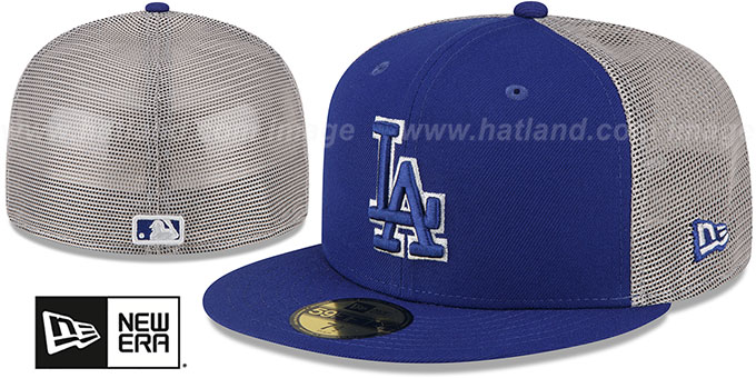 Dodgers 2T 'BATTING PRACTICE TRUCKER' Royal-Grey Fitted Hat by New Era