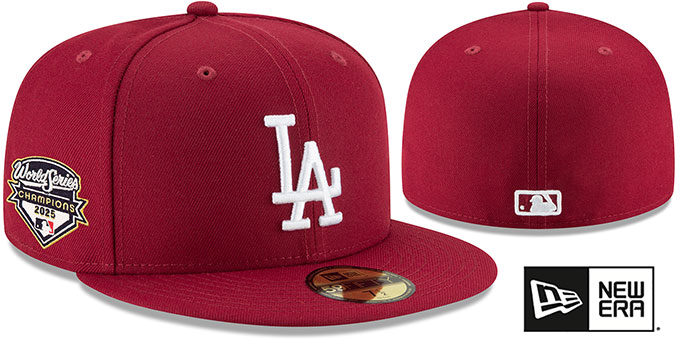 Dodgers '2025 WORLD SERIES CHAMPIONS' Burgundy-White Fitted Hat by New Era