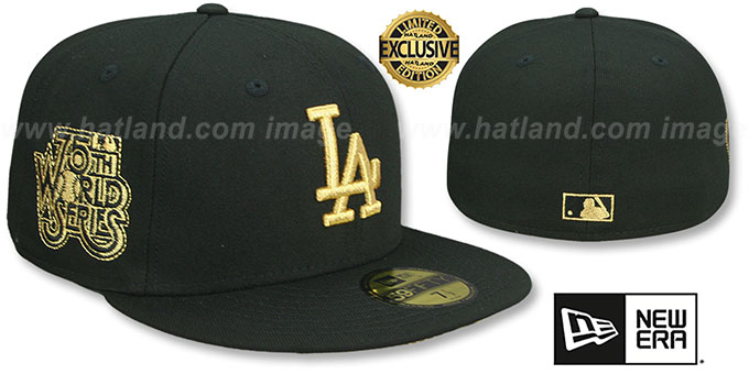 Dodgers 75TH WORLD SERIES 'GOLD-BOTTOM' Black Fitted Hat by New Era