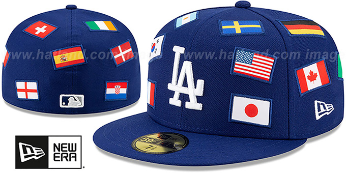 Dodgers 'ALL-OVER COUNTRY FLAGS' Royal Fitted Hat by New Era