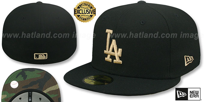 Dodgers 'ARMY CAMO-BOTTOM' Black Fitted Hat by New Era