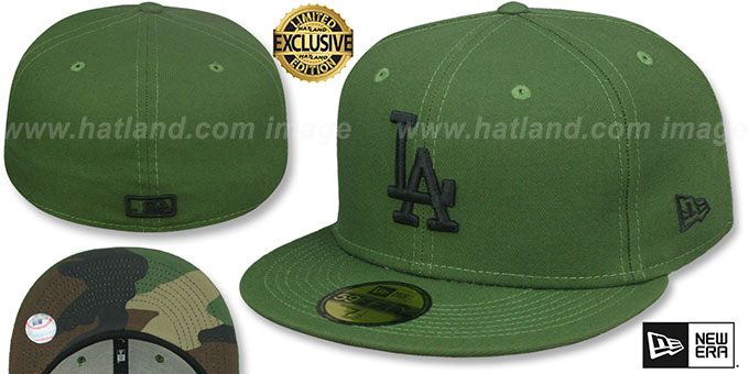 Dodgers 'ARMY CAMO-BOTTOM' Green Fitted Hat by New Era