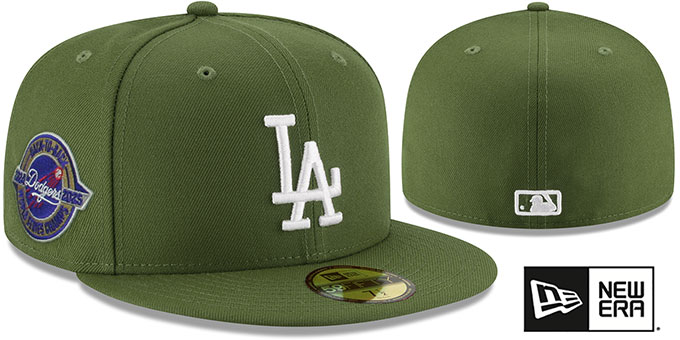 Dodgers 'BACK2BACK WORLD SERIES CHAMPIONS' Olive-White Fitted Hat by New Era
