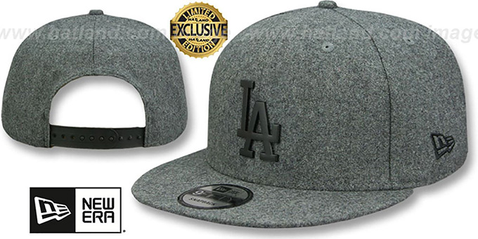 Dodgers 'BLACK METAL-BADGE SNAPBACK' Melton Grey Hat by New Era
