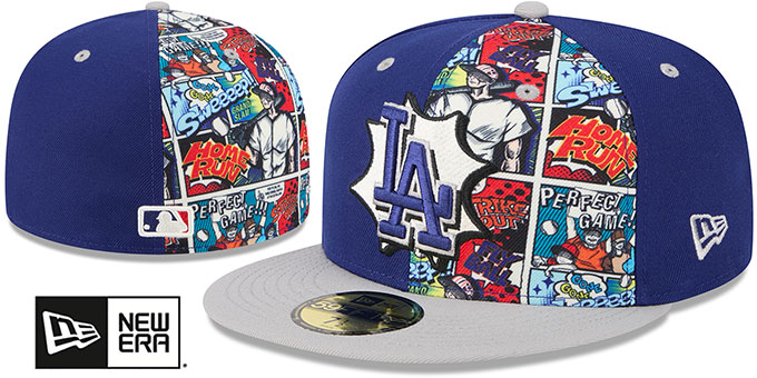 Dodgers 'COMIC HERO' Royal-Grey Fitted Hat by New Era