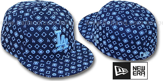 Dodgers 'D-LUX ALL-OVER' Navy-Columbia Fitted Hat by New Era