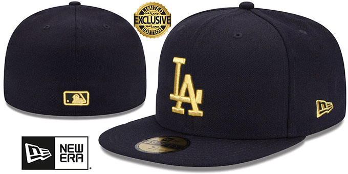 Dodgers 'GOLD-METALLIC' Black Fitted Hat by New Era