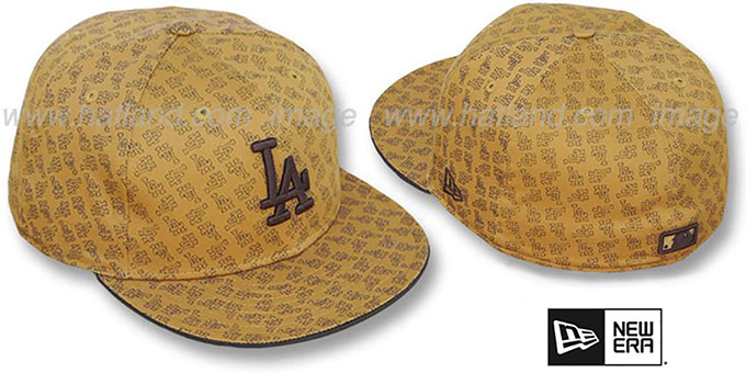 Dodgers LA 'ALL-OVER FLOCKING' Wheat-Brown Fitted Hat by New Era
