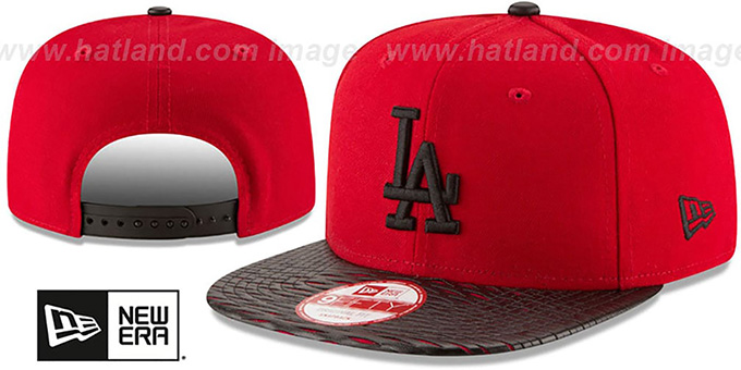 Dodgers 'LEATHER-RIP SNAPBACK' Red-Black Hat by New Era