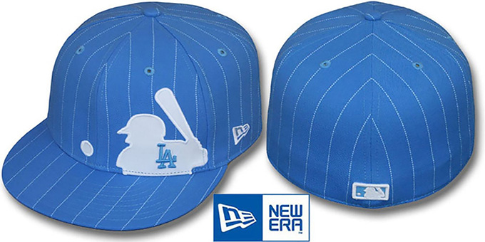 Dodgers MLB SILHOUETTE PINSTRIPE Sky-White Fitted Hat by New Era