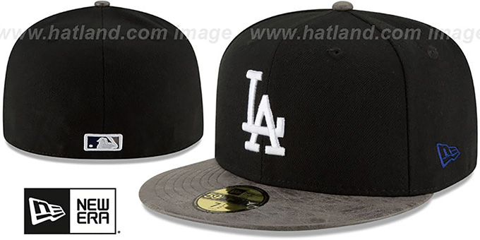 Rustic Fitted Hat Dodgers RUSTIC-VIZE Black-Grey Fitted Hat by New Era