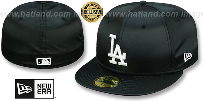 Dodgers 'SATIN BASIC' Black Fitted Hat by New Era