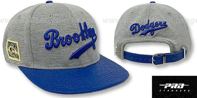 Dodgers 'SCRIPT STRAPBACK' Grey Royal Hat by Pro Standard