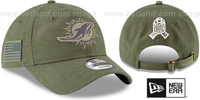 Dolphins '2018 SALUTE-TO-SERVICE STRAPBACK' Olive Hat by New Era