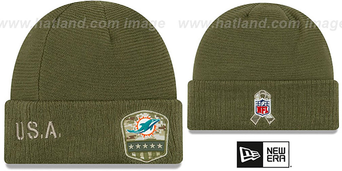 Dolphins '2019 SALUTE-TO-SERVICE' Knit Beanie Hat by New Era
