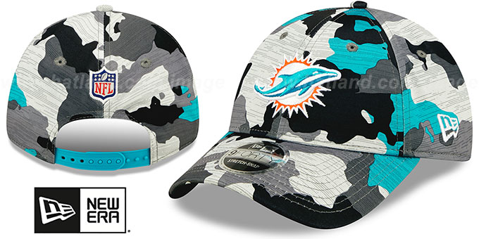Dolphins '2022 CAMO NFL TRAINING CAMP STRETCH-SNAP' Hat by New Era