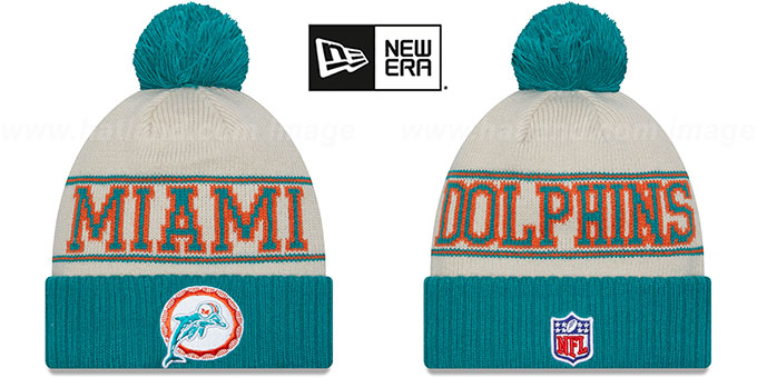 Dolphins 2023 'HISTORIC SIDELINE' Knit Beanie Hat by New Era