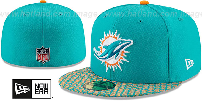 Dolphins 'HONEYCOMB STADIUM' Aqua Fitted Hat by New Era