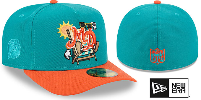 Dolphins 'NFL CARTOON  A-FRAME' Aqua-Orange Fitted Hat by New Era