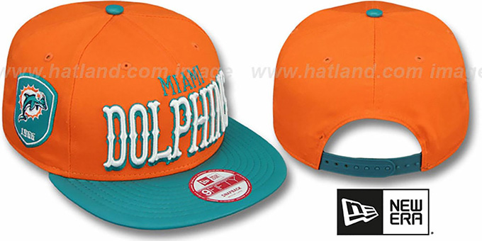 Dolphins 'NFL ENGLISH-WORD SNAPBACK' Orange-Aqua Hat by New Era