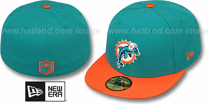 Dolphins 'NFL JERSEY-BASIC' Aqua-Orange Fitted Hat by New Era