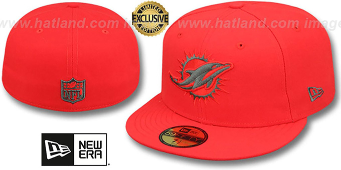 Dolphins 'NFL TEAM-BASIC' Fire Red-Charcoal Fitted Hat by New Era