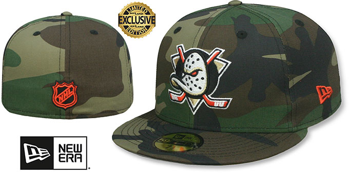 Ducks 'TEAM-BASIC' Army Camo-White Fitted Hat by New Era