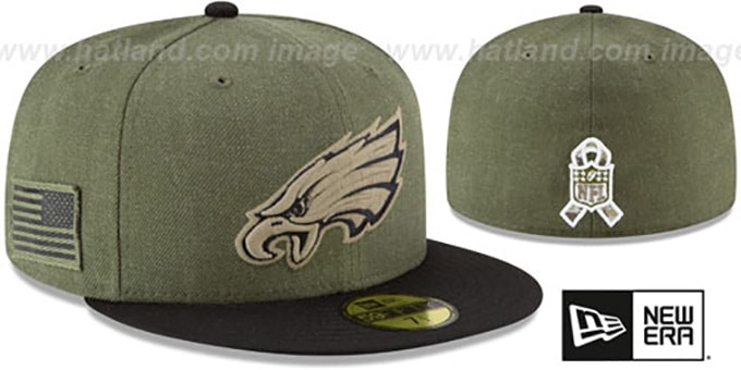 Eagles '2018 SALUTE-TO-SERVICE' Olive-Black Fitted Hat by New Era