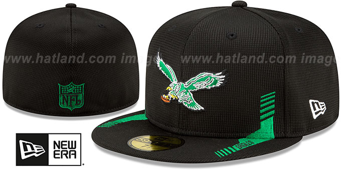Eagles '2021 NFL THROWBACK SIDELINE HOME' Black Fitted Hat by New Era