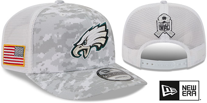 Eagles '2025 SALUTE-TO-SERVICE TRUCKER SNAPBACK' Snow White Digital Hat by New Era