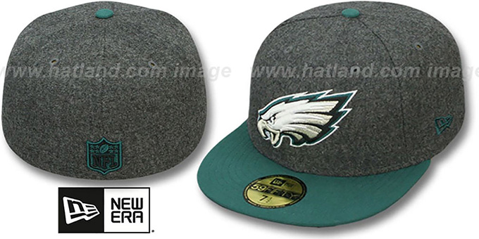 Eagles '2T NFL MELTON-BASIC' Grey-Green Fitted Hat by New Era