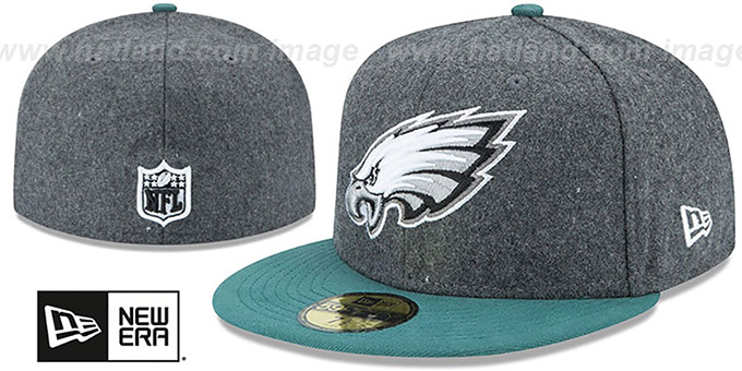 Eagles 'SHADER MELTON' Grey-Green Fitted Hat by New Era