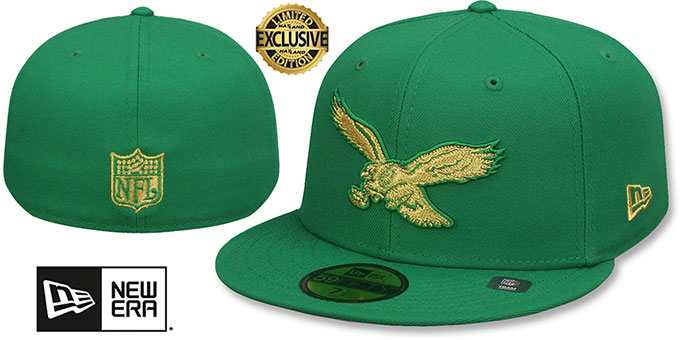 Eagles 'THROWBACK GOLD-METALLIC' Kelly Fitted Hat by New Era