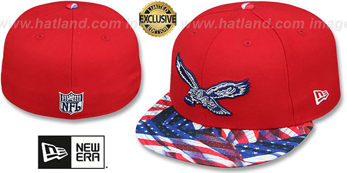 Eagles THROWBACK USA WAVINGFLAG Red Fitted Hat by New Era at hat