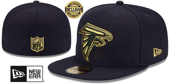 Falcons 'GOLD-METALLIC' Black Fitted Hat by New Era
