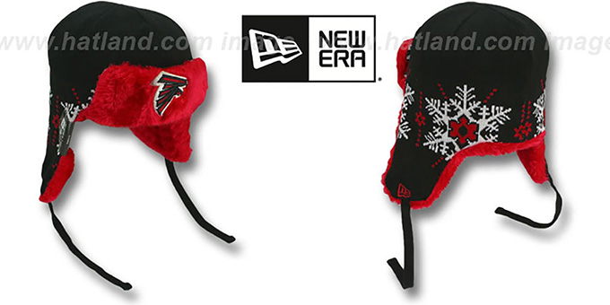 Falcons 'SNOWFLAKE TRAPPER' Black-Red Knit Hat by New Era