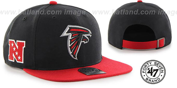 Falcons 'SUPER-SHOT STRAPBACK' Black-Red Hat by Twins 47 Brand