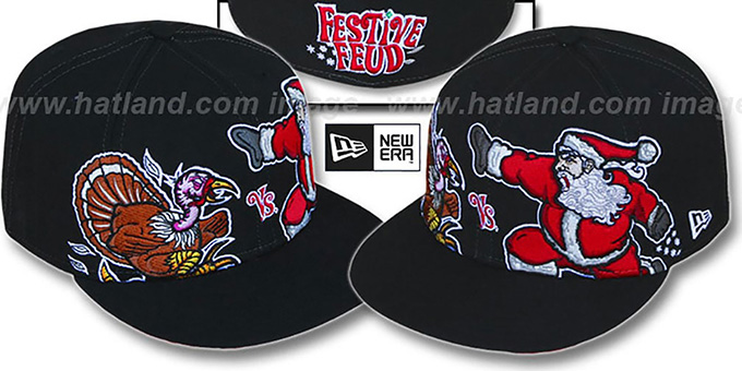 Festive Feud 'TURKEY vs SANTA' Black Fitted Hat by New Era