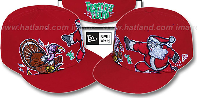 Festive Feud 'TURKEY vs SANTA' Red Fitted Hat by New Era