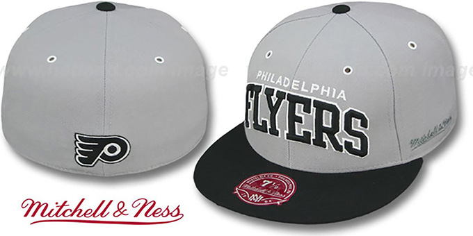Flyers '2T XL-WORDMARK' Grey-Black Fitted Hat by Mitchell and Ness