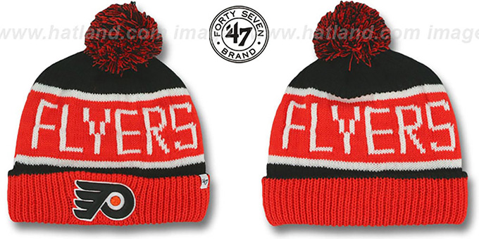 Flyers 'THE-CALGARY' Orange-Black Knit Beanie Hat by Twins 47 Brand