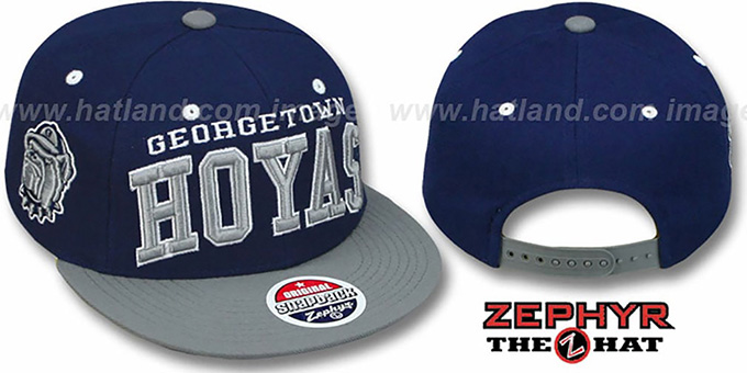 Georgetown  '2T SUPER-ARCH SNAPBACK' Navy-Grey Adjustable Hat by Zephyr