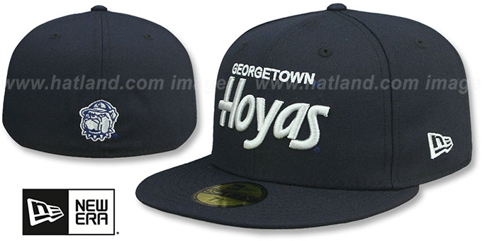 Georgetown 'NCAA TEAM-SCRIPT' Navy Fitted Hat by New Era