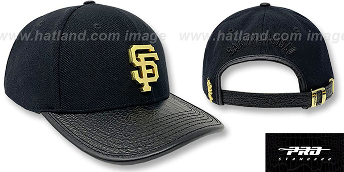 Giants LOW-PRO 'GOLD METAL BADGE STRAPBACK' Black Hat by Pro Standard