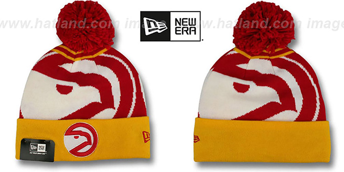 Hawks 'LOGO WHIZ' Red-Gold Knit Beanie Hat by New Era
